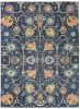 4' X 6' Navy Blue Yellow And Pink Floral Area Rug