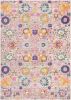 4' X 6' Silver Gray And Pink Floral Distressed Area Rug