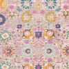 4' X 6' Silver Gray And Pink Floral Distressed Area Rug