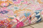 7' X 10' Silver Gray And Pink Floral Distressed Area Rug