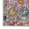 7' X 10' Silver Gray And Pink Floral Distressed Area Rug