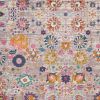 8' X 10' Silver Gray And Pink Floral Distressed Area Rug