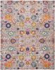 8' X 10' Silver Gray And Pink Floral Distressed Area Rug