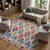 8' X 10' Gray Blue And Orange Ogee Distressed Area Rug