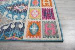 8' X 10' Gray Blue And Orange Ogee Distressed Area Rug