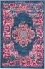 2' X 3' Blue And Pink Medallion Distressed Area Rug