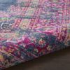 8' Blue And Pink Medallion Distressed Runner Rug