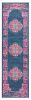 8' Blue And Pink Medallion Distressed Runner Rug