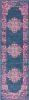 8' Blue And Pink Medallion Distressed Runner Rug