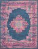 8' X 10' Blue And Pink Medallion Distressed Area Rug