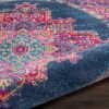 8' Blue And Pink Medallion Distressed Round Rug