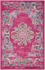 2' X 3' Fuchsia And Blue Oriental Distressed Area Rug