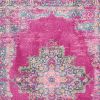 4' X 6' Fuchsia And Blue Oriental Distressed Area Rug