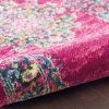 4' X 6' Fuchsia And Blue Oriental Distressed Area Rug