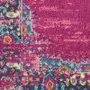 5' X 7' Fuchsia And Blue Oriental Distressed Area Rug