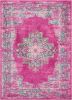 5' X 7' Fuchsia And Blue Oriental Distressed Area Rug