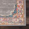 10' Gray And Gold Medallion Distressed Runner Rug