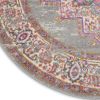 8' Gray And Gold Medallion Distressed Round Rug