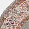 8' Gray And Gold Medallion Distressed Round Rug