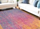 5' X 7' Blue And Orange Abstract Area Rug