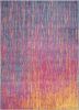 5' X 7' Blue And Orange Abstract Area Rug