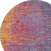 5' Blue And Orange Abstract Round Rug