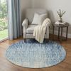 4' Blue And Ivory Abstract Round Rug