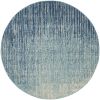 4' Blue And Ivory Abstract Round Rug