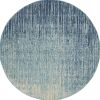 5' Blue And Ivory Abstract Round Rug