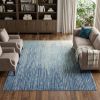 8' X 10' Blue And Ivory Abstract Area Rug