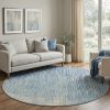 8' Blue And Ivory Abstract Round Rug