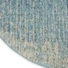 8' Blue And Ivory Abstract Round Rug