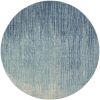 8' Blue And Ivory Abstract Round Rug