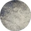 5' Gray And Ivory Abstract Round Rug