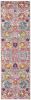6' Silver Gray And Pink Floral Distressed Runner Rug