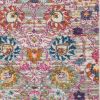 8' Silver Gray And Pink Floral Distressed Runner Rug