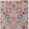 8' Silver Gray And Pink Floral Distressed Runner Rug