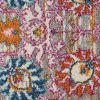 8' Silver Gray And Pink Floral Distressed Runner Rug