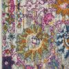 8' Silver Gray And Pink Floral Distressed Runner Rug
