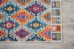 2' X 3' Ivory And Blue Ogee Distressed Area Rug