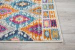 2' X 3' Ivory And Blue Ogee Distressed Area Rug