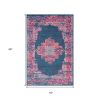 4' X 6' Blue And Pink Medallion Distressed Area Rug