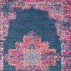 4' X 6' Blue And Pink Medallion Distressed Area Rug