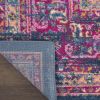 4' X 6' Blue And Pink Medallion Distressed Area Rug