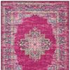 8' X 10' Fuchsia And Blue Oriental Distressed Area Rug