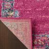 8' X 10' Fuchsia And Blue Oriental Distressed Area Rug