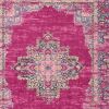 8' X 10' Fuchsia And Blue Oriental Distressed Area Rug