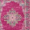 8' X 10' Fuchsia And Blue Oriental Distressed Area Rug