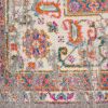 8' Gray And Gold Medallion Distressed Runner Rug