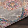 8' Gray And Gold Medallion Distressed Runner Rug